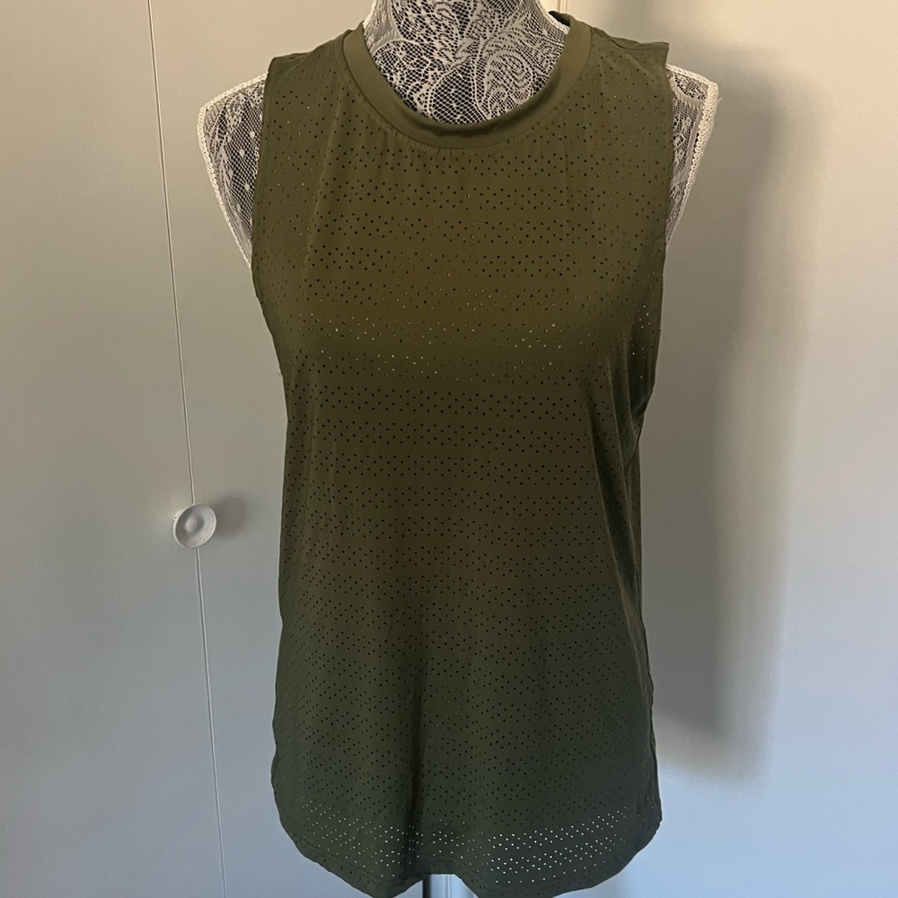 Zyia Active Olive Green Perforated Mesh Workout Tank Top Medium